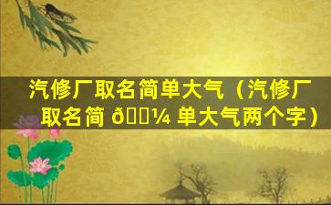 汽修厂取名简单大气（汽修厂取名简 🐼 单大气两个字）